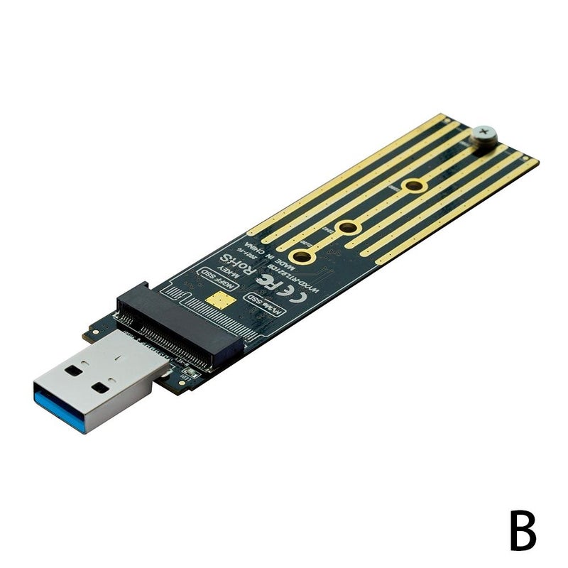 Dual-protocol NVMe PCIe/SATA PCIe to USB 3.1 Gen2 Type A M.2 direct-plug adapter board